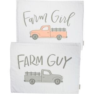 Farm Girl and Farm Guy Couple Pillow Cases Set of 2 Standard Size